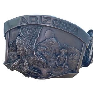 Wrangler men’s vintage, Arizona western leather belt & buckle 44 inch
